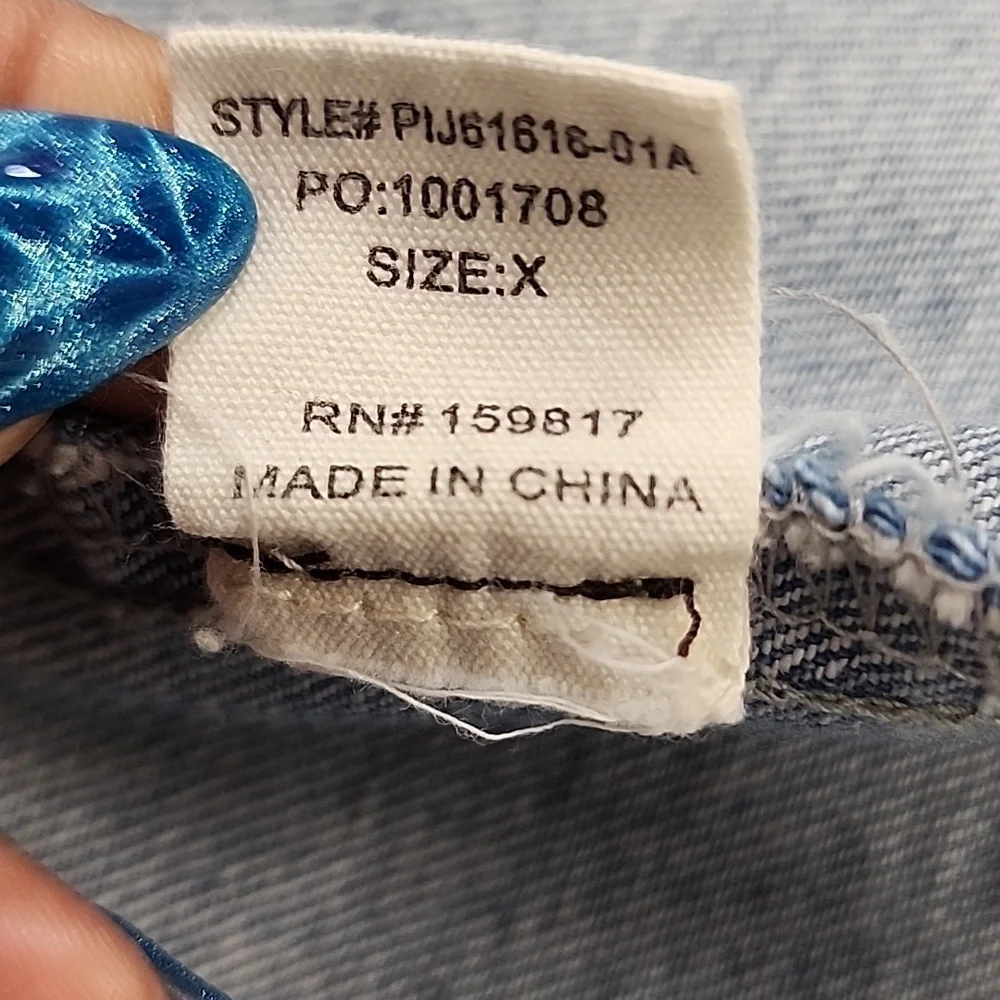 Arula Light Wash Fringe Denim Shacket Oversized Western Jacket Size 1X - Picture 8 of 8